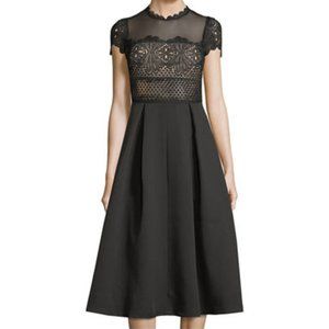 NWT Few Moda Black Crochet Fit and Flare Dress